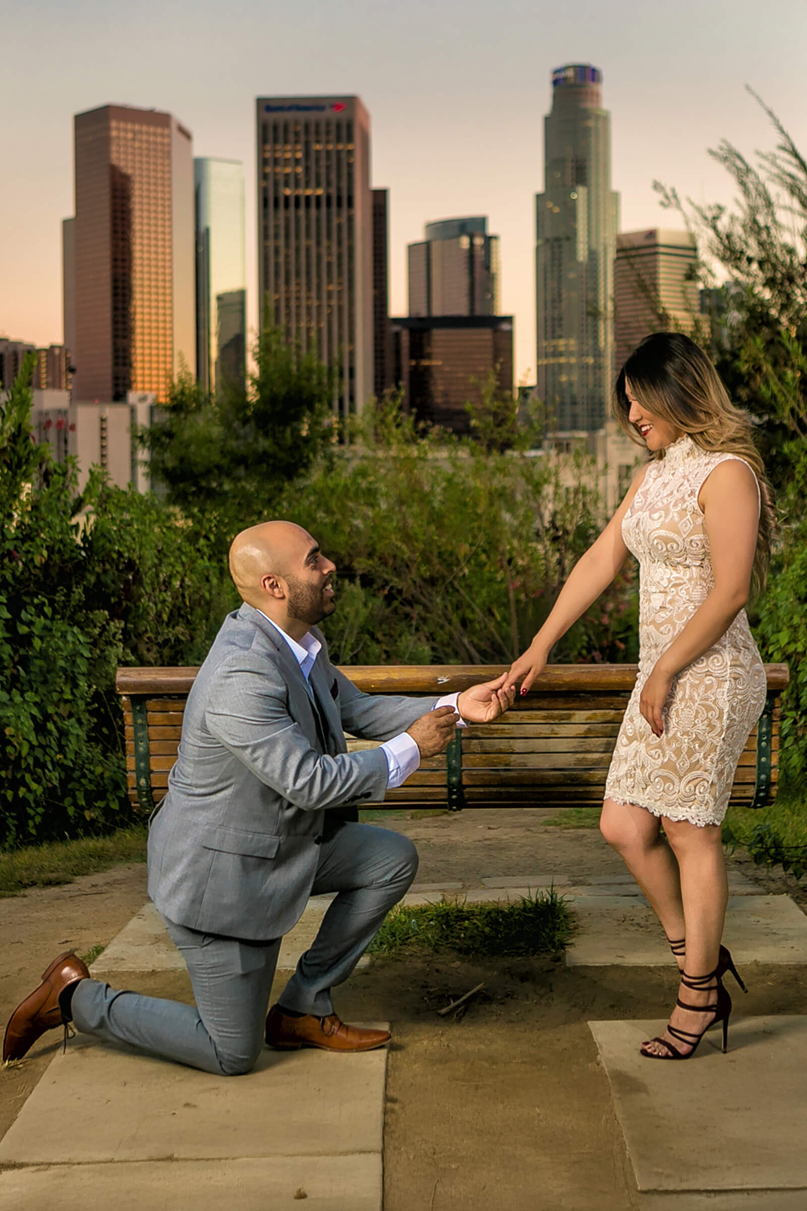 Engagement Photography Los Angeles - Downtown LA rooftop proposal photography by IMAGE369