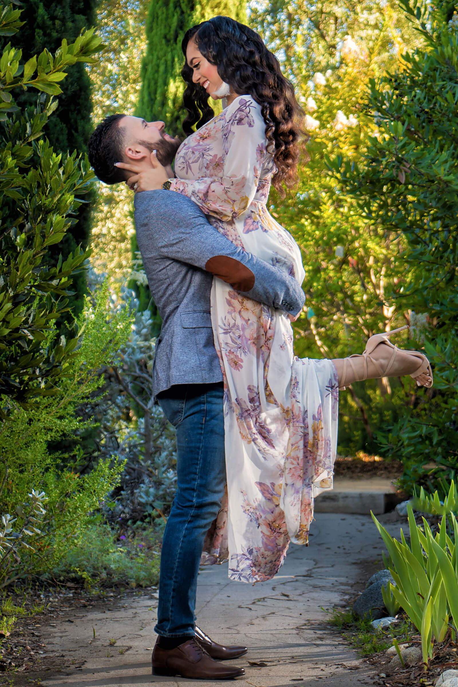 Engagement Session Los Angeles - Garden couple lift engagement photography by IMAGE369