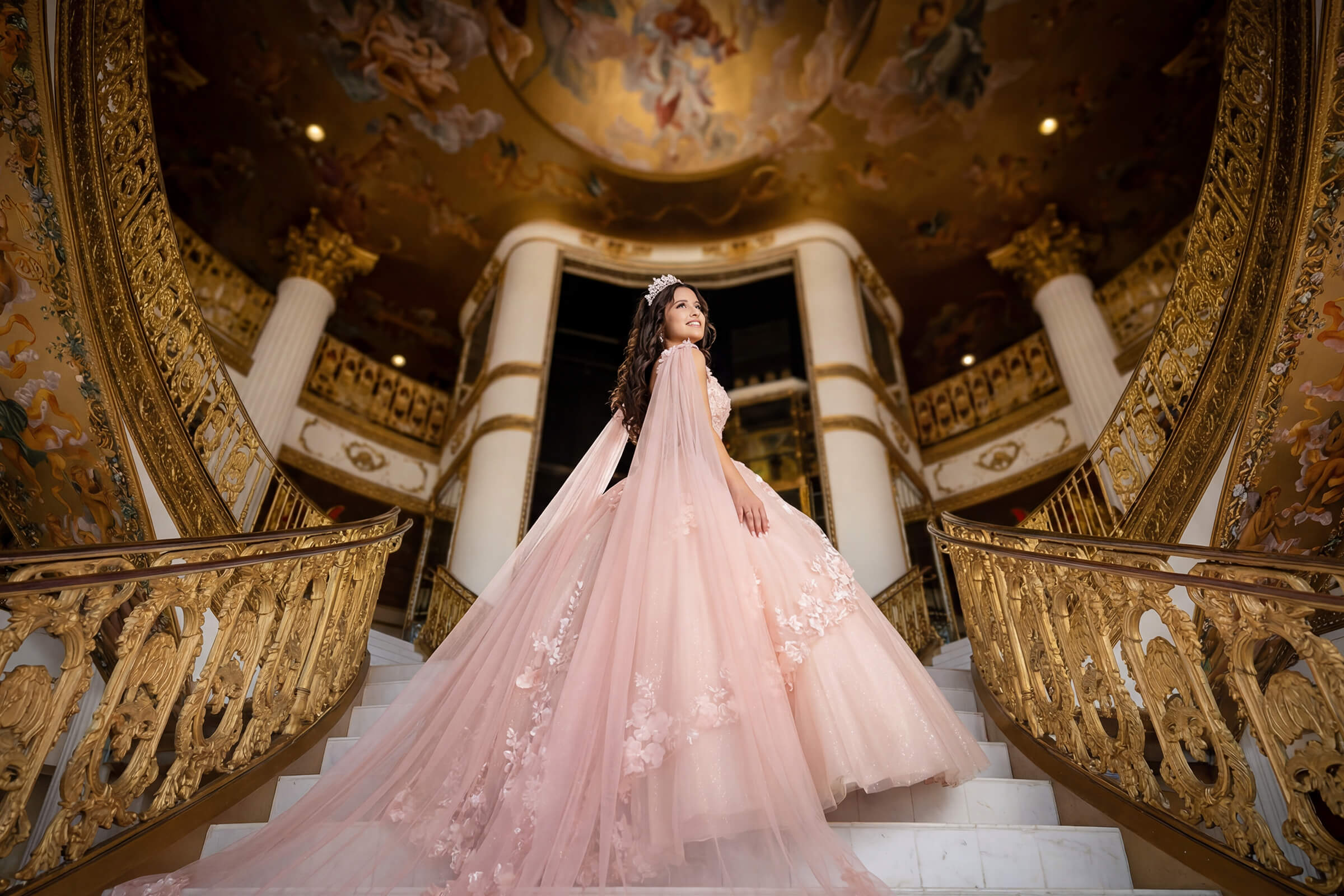 Save the Date Photography Beverly Hills - Luxury staircase quinceañera session by IMAGE369